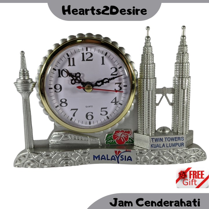 Tuaran Clock Jam Meja Premium Souvenir Malaysia KLCC Metal Table Decorative Clock ...
