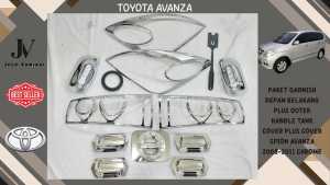 Paket Hemat Toyota Avanza 2008-2011 Garnish Depan Belakang Outer Handle Tank Cover Plus Cover Spion Chrome
