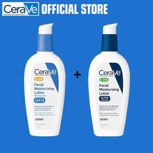 CeraVe Facial Moisturizing Lotion AM Broad Spectrum With Sunscreen/ PM ULTRA Lightweight Moisturizing Cream 89ml