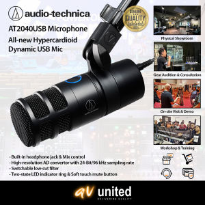 Audio Technica AT2040USB Hypercardioid Dynamic Podcast USB Microphone (for Content Recording Karaoke Gaming Broadcast Livestream etc)