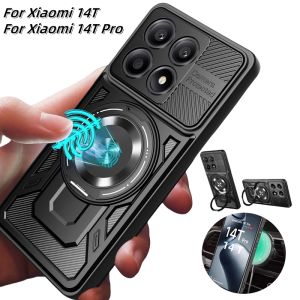 For Xiaomi 14T Pro Case Armor Shockproof Phone Cover for Mi 14T Mi14T Xiaomi14T 14 T Pro 14TPro 5G Car Magnetic Ring Stand Funda