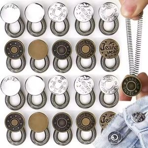 Bộ 10/5 nút kim loại điều chỉnh vòng eo / Nút mở rộng không cần may cho quần jeans / Giúp nới rộng kích cỡ quần