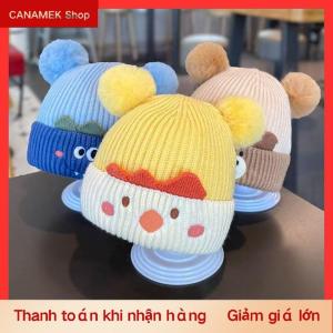 CS Dễ thương bé mùa đông ấm áp dệt kim Mũ đôi Pompom bé Mũ bảo vệ tai mũ lạnh bằng chứng dệt kim mũ