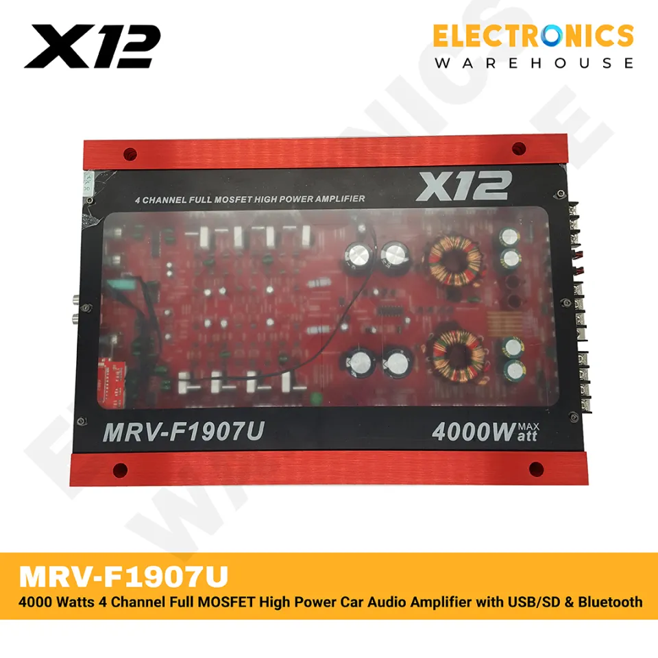 X12 MRV-F1907U 4000 Watts 4 Channel Full MOSFET High Power Car