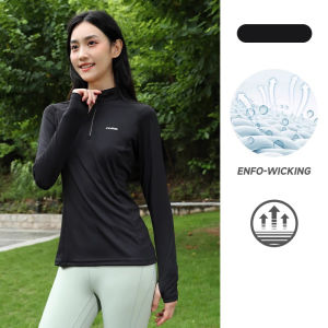 Cameljeans เสื้อยืดโยคะฟิตเนสคอที่พักอุปกรณ์แต่งหน้าเร็วสำหรับผู้หญิงแขนยาวสไตล์ฤดูใบไม้ร่วง Baju Atasan Olahraga