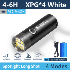 SmilingShark SD5505 Mini Torchlight Led Flashlight XPG 1200Lumens Super Bright Portable Small Torchlight 18350 USB Rechargeable Waterproof Outdoor Camping Emergency Lighting