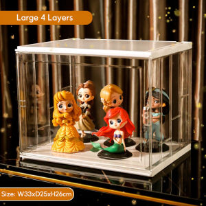 Fully Clear 2/3/4 Layers Acrylic Display Case Blind Box Popmart Figurines Stackable Storage with Rack Shelf