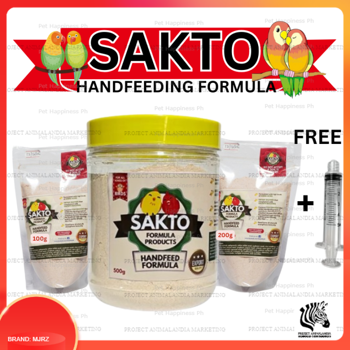100g,200g,500g Sakto Handfeed Formula with Handfeeding Syringe Hand Feed for pet birds