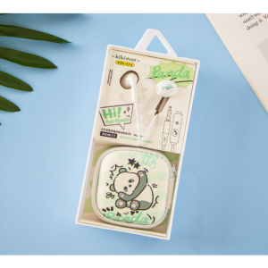 [KIKI-416] Set Earphone Hi! CUTE DOODLE Animal / Wadah Headset Kartun Animal Lucu / Earphone Kartun Hewan Panda Kelinci Kucing Beruang