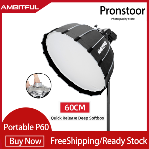 AMBITFUL Portable P60 60CM Quickly Fast Installation Deep Parabolic Softbox for Bowens Elinchrom Flash Speedlite Softbox