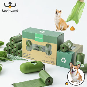 Lovinland Pet Supplies Biodegradable Pet Garbage Bag Environmental Protection Dog Poop Picking Bag Dog Accessories (8 Rolls)