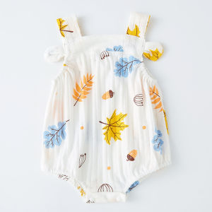 Orzbow เสื้อโค้ทสำหรับเด็กทารกเสื้อโค้ทแบบมีสายคาดเสื้อกล้ามฤดูร้อนผ้าฝ้ายบริสุทธิ์ชุดนอนเด็กทารกหญิงสามเหลี่ยมแบบชิ้นเดียวสำหรับฤดูร้อนเจ้าหญิงน่ารัก