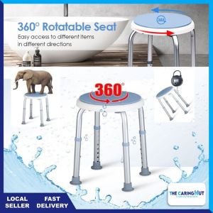 🏅Round Rotating Shower Chair/Adjustable Shower Stool Tub Chair And Bathtub Seat Bench