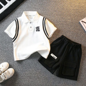 0-5 tahun Kualitas Tinggi baju kaos polo anak laki laki import casual Musim panas set pakaian POLO bayi baru lahir katun