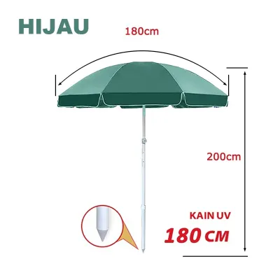 Payung Tenda180 / 200 cm， Tenda Jualan Taman Pantai Cafe Bazar Lapak stand bazaar Anti UV Anti Angin