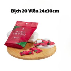 Túi 20 Viên Khăn Nén Hàn Quốc Kích Thước 24x30cm Tiện Lợi Dùng 1 Lần Hình Chữ Nhật Khăn Lau Đa Năng
