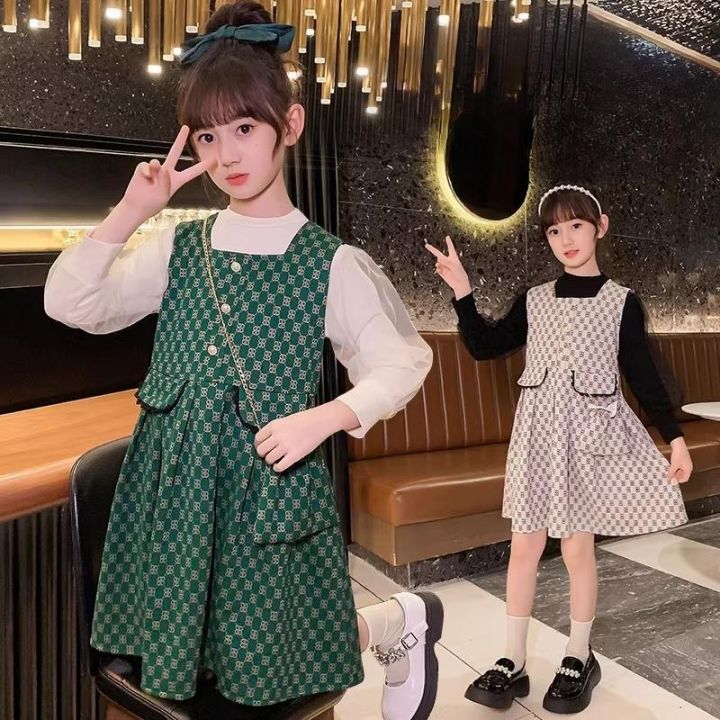 DRESS KOTAK – KOTAK LENGAN PANJANG MODEL TANGAN BALON FREE TAS SAMPING | MINI DRESS ANAK BALITA PEREMPUAN USIA 1-4 TAHUN | JC