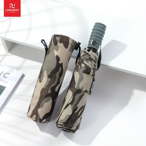 LORDWEY & ร่มชูชีพสไตล์ลายพรางกันลมสำหรับผู้ชายร่มอัตโนมัติกลางแจ้งร่มฝนตกบริเวณสนามร่มพับชิ้นใหญ่ท่องเที่ยวขนาดใหญ่