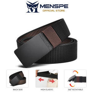 MENSPE Men Sports Belt High Elastic Nylon Belt Outdoor Nylon Belt Adjustable Belt Rotating Buckle Nylon Waistband Double-Sided Two-Color Belt Youth Sports Canvas Pant Belt