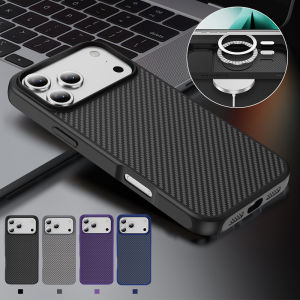 Wireless Charging Magnetic Carbon Fiber Texture Case For iPhone 17 Air 16 15 14 Plus 13 12 Pro Max 16E For Magsafe PC Hard Cover
