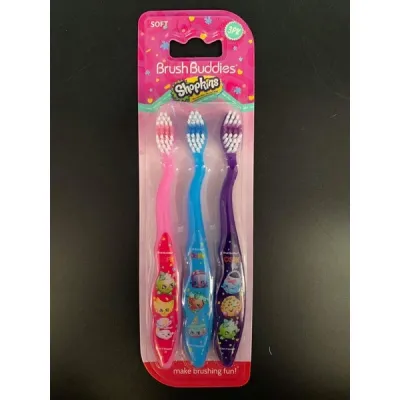 Shopkins /Barbie / Hello Kitty / Hotwheels Brush Buddies 3 Pack Toothbrush