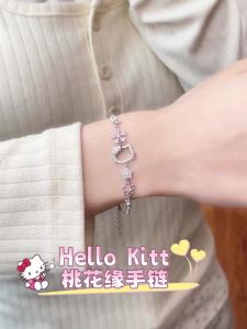 ZGO x Sanrio Hello Kitty Sterling S925 Silver Woman Bracelet Female Sakura Light Luury Equisite Birthday Gift 6106