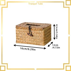 【No-profit】 Tranquil Home Simple กล่องกระดาษทิชชูสำหรับห้องนั่งเล่น Creative Handmade Seagrass ทอผ้าสี่เหลี่ยมผืนผ้า