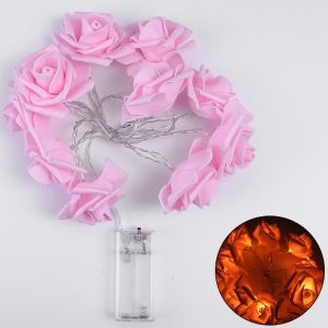 10LEDs Foam Rose Fairy Lights Artificial Flower Bouquet String Lamps for Valentines Day New Year Wedding Garland Decoration