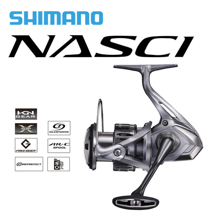 2021 NEW SHIMANO NASCI Spinning Fishing Wheels 500-5000 5+1BB Gear Ratio  5.0:1/6.2:1 Max Drag 4/9kg Metal Spool Saltwater Fishing Reel