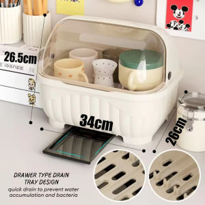 Dust-proof Insect-proof Plastic Dish Cabinet With Cover Foldable Dish Drainer Drying Rack Aesthetic Kitchen Storage Organizer Multi-functional Plastic Cutlery Rack For Plates Bowls#CF018#CF019