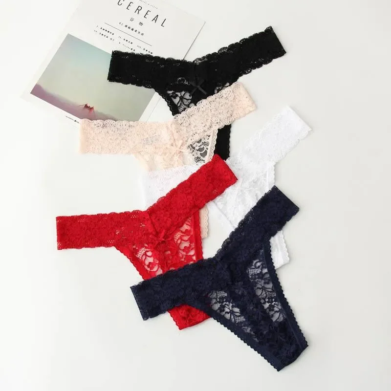 5 Pcs lot Sexy Lace Brazilian Style Thong Panties For Women Sexy