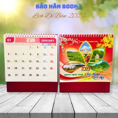 Lịch 2026 Để Bàn Lò Xo Cứng Lịch Ghi Chú Ngày Tháng Năm Màu Sắc Cao Cấp (kv) [Bảo Hân Books]