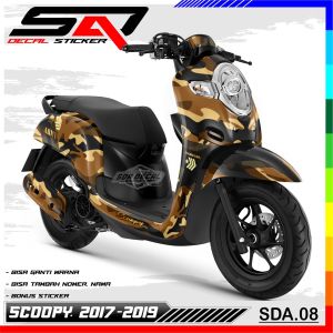 Decal Sticker Custoom Full Body SCOOPY NEW 2016-2019 Decal Stiker Variasi Motor SCOOPY ARMY SDA.08