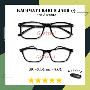 Kacamata Minus Rabun Jauh Ready Ukuran -0.50 s/d -4.00 Pria Wanita Bentuk Square Full Rim Gaya Trandy Casual - FREE CASE