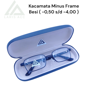 Kacamata Minus Pria Wanita Frame Besi Model Kotak SPH 5014 Gratis Kotak dan Lap