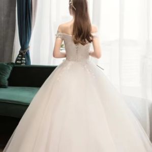 Flowers Peals Wedding Dresses Simple Elegant Wedding Gowns Bride Dress Boda robe de mariee Boat neck Off Shoulder