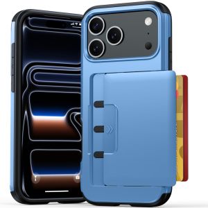 With Cards Holder Military Grade Shockproof Phone Case For iPhone 12 13 14 15 16 17 18 Pro Max 16 Plus 16e 17e Hard PC + Soft TPU Protective Cover Card Slot Wallet Case 12FT Drop Proof Raised Screen & Camera Lens Protection Casing
