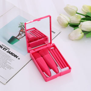 5 IN 1 MAKEUP BRUSH SET WITH MIRROR BEAUTY MAKEUP TOOLS PORTABLE TRAVEL EASY TO BRING