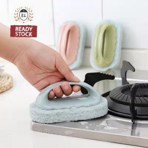Cleaning Brush Magic Sponge with Handle Kitchen Dish Sink Toilet Berus Pemegang
