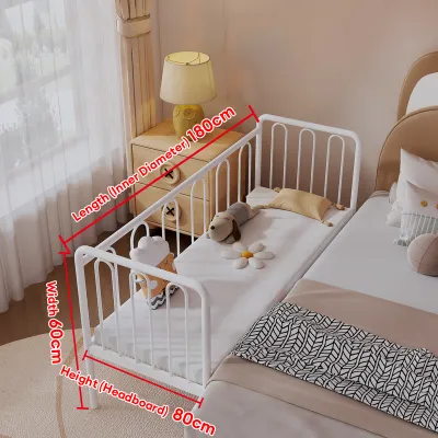TableTrove Steel Childrens Bed with Guardrail Anti-Collision Soft Package Extension Wide Small Bed Puzzle Large