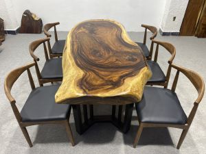 Bàn Ăn Gỗ Me Tây Nguyên Tấ Dài 170 Dày 10cm