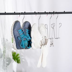 Hearth & Haven 3pcs Stainless Steel Shoes Drying Hanger Shoes Drying Rack with 2 Clips Save Space Drying Shelf Storage