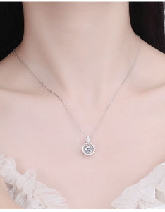 S925 Silver Moissanite Necklace White Copper Plated Platinum Necklace For Women