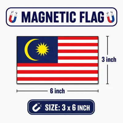 【ShopWithJoy】Magnetic Malaysia Flag | Bendera Magnet Kereta | Magnetic Car Flag | 3x6 6x12 9x18 Inch | Magnet Malaysia