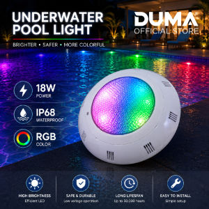DUMA RGB LED SWIMMING POOL LIGHT IP68 WATERPROOF | 18W & 25W | 2.5M CABLE LINEAR AND CONCRETE POOL
