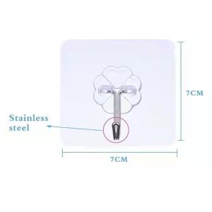 Home Kitchen Bathroom Self Adhesive Wall Hook with 3 Rotatable Arms Wall Hanger Transparent