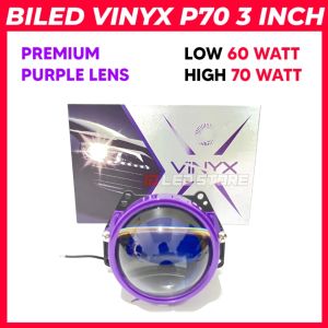 LAMPU UTAMA BILED PROJECTOR VINYX P70 LASER 3 INCHI 70 WATT PREMIUM PURPLE LENS HIGH BEAM LASER