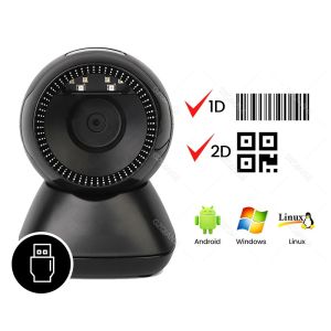 GZQIANJI Omnidirectional Hands-Free Platform 1D 2D Desktop Barcode Scanner with Automatic Sensing Screen Scanning QR Bar Code Scan Reader for POS PC Supermarket Bookstore Retail Mall