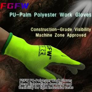 10 Pairs PU Coated Work Gloves - Lightweight Durable Safety Gloves EN 388/ISO20471 Certified Sizes S/M/L/XL