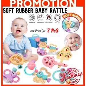 ~Ship From KL~ 7PCS Teether Baby Toys Early Learning Education Infant Rattle BPA Free Mainan Gigit Bayi soft Rubber Baby